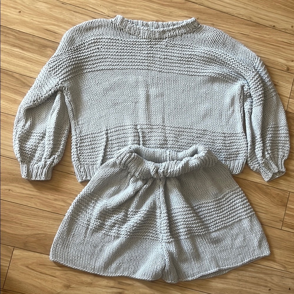 Light Gray Knit Sweater and Short Set
